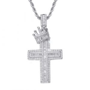 Iced out Crown Baguette Cross Chain